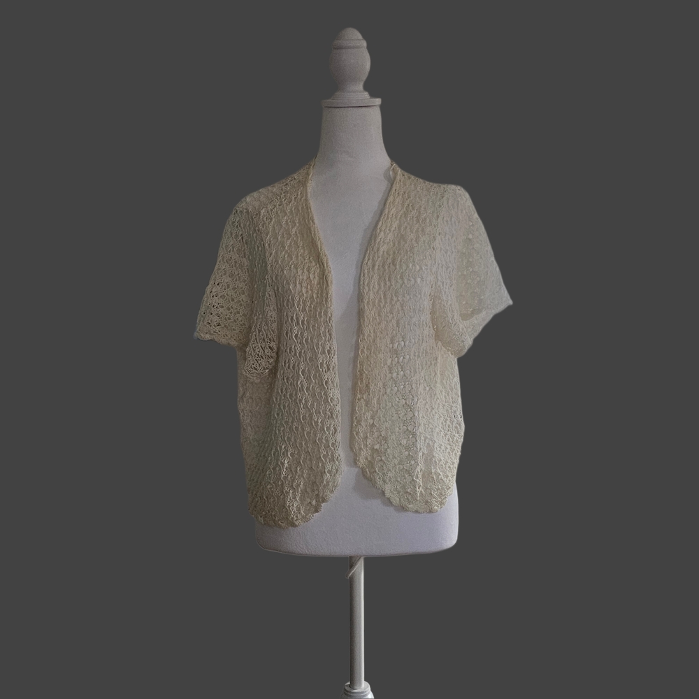 New Directions Cream Shrug with Flowing Design
